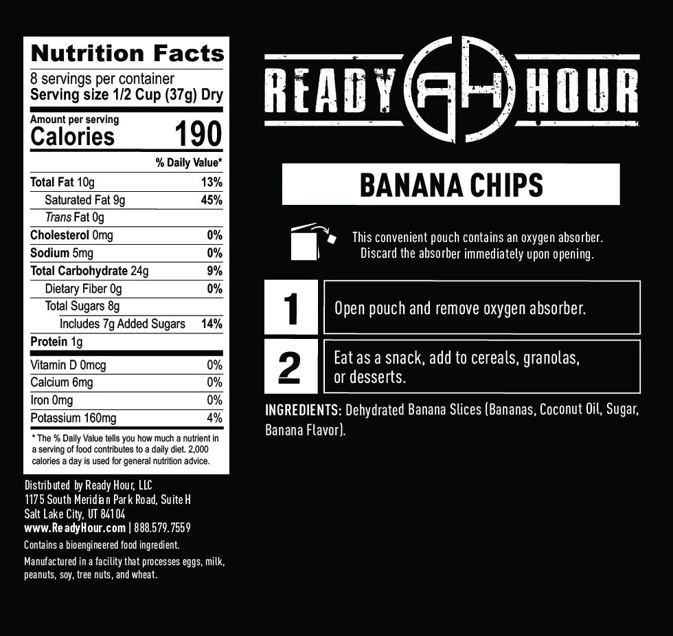 ready hour banana chips nutritional information and directions