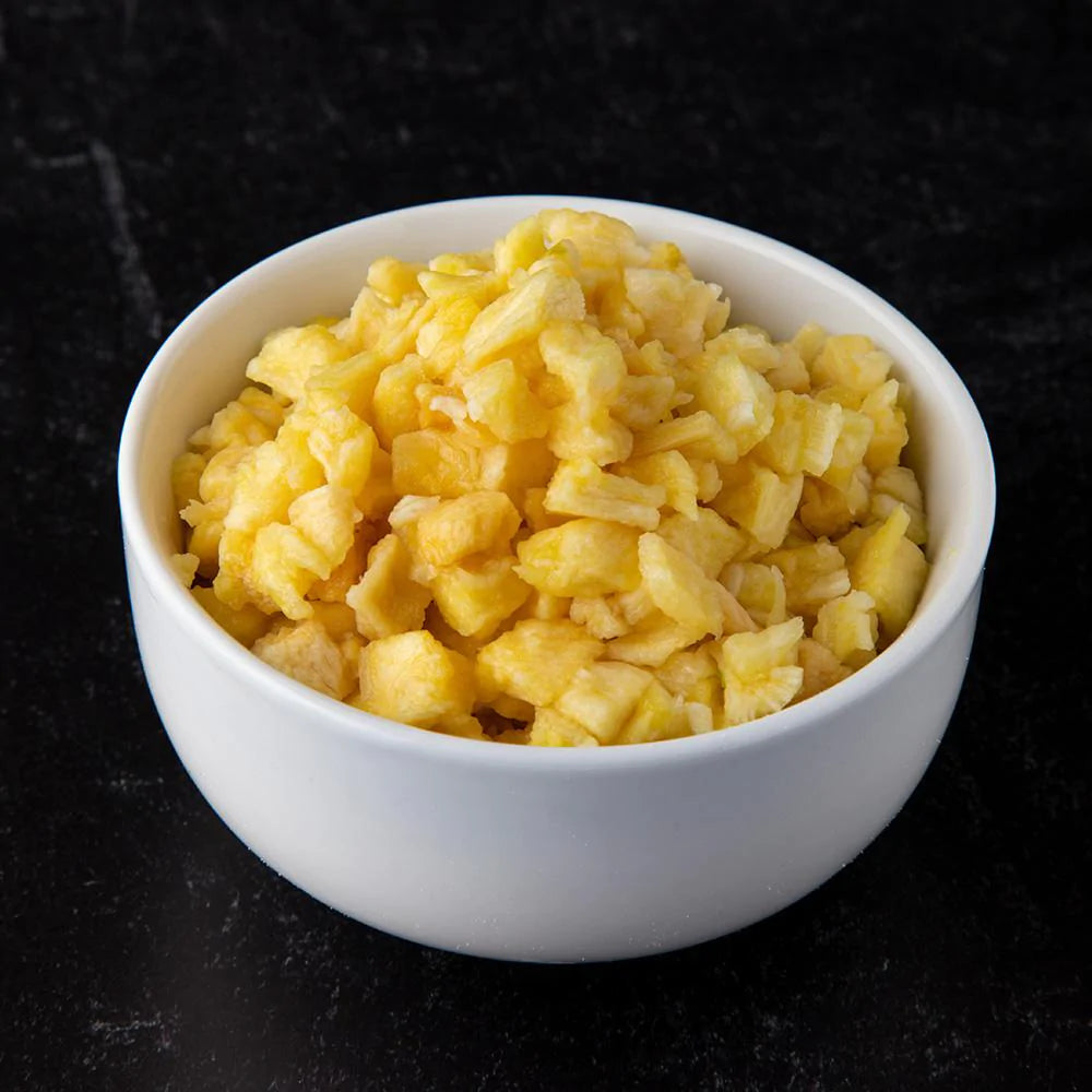 pineapple chucks in white bowl 