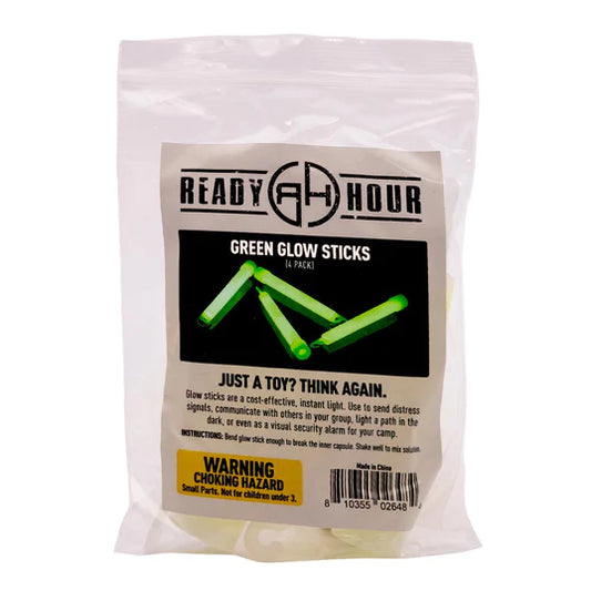 ready hour green glow stick pack of 4 in white packaging 