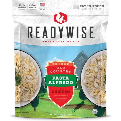 Readywise quick heat eat in pouch entree pasta alfredo with chicken