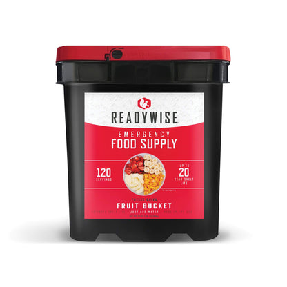 readywise emergency food supply 120 serving  freeze dried fruit bucket 