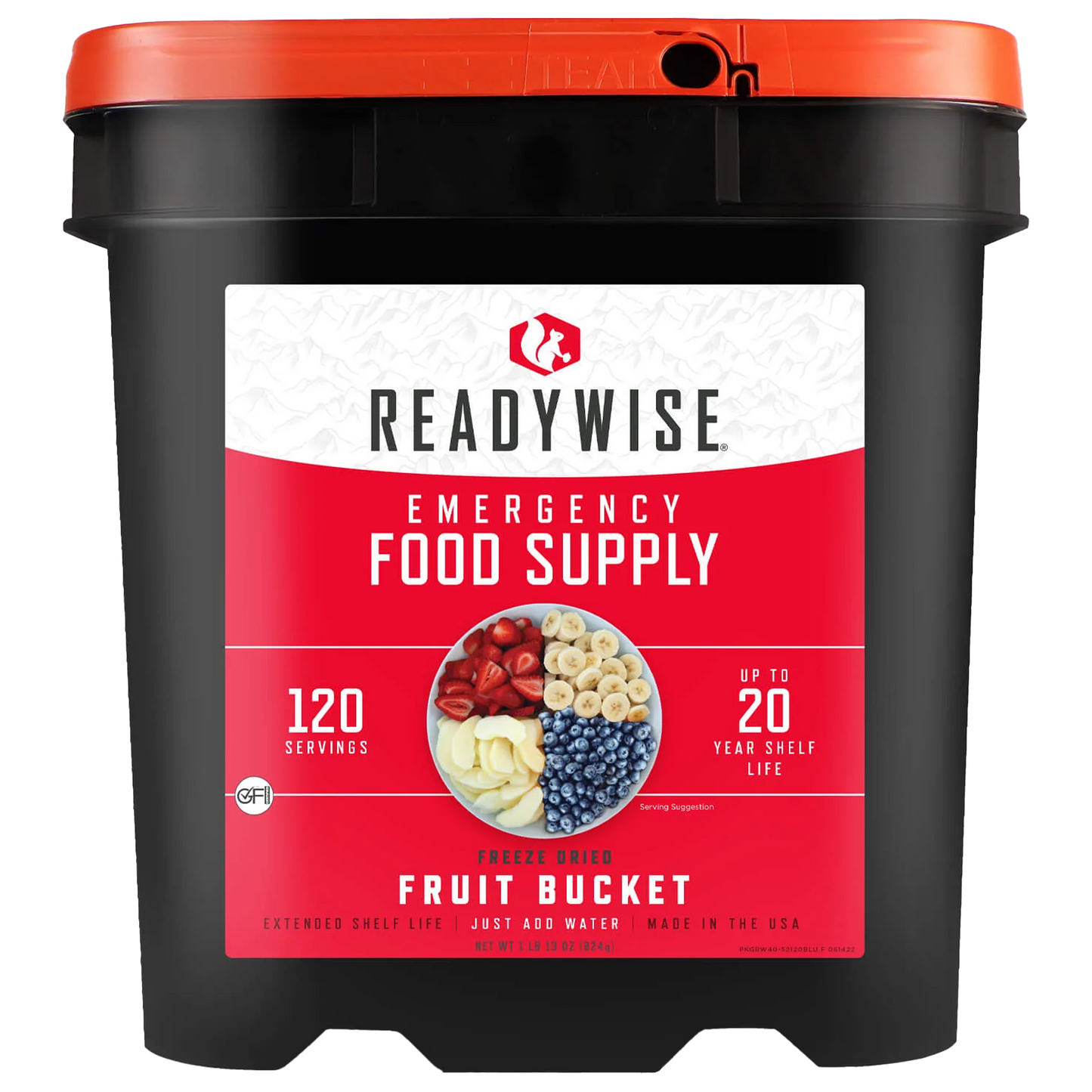 Readywise emergency food supply 120 serving  freeze dried fruit bucket
