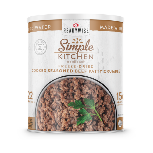Simple Kitchen #10 Can: Freeze-Dried Seasoned Beef Patty Crumbles