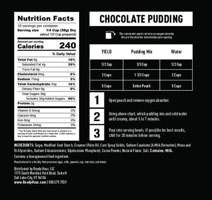 ready hour chocolate pudding nutritional information and directions 