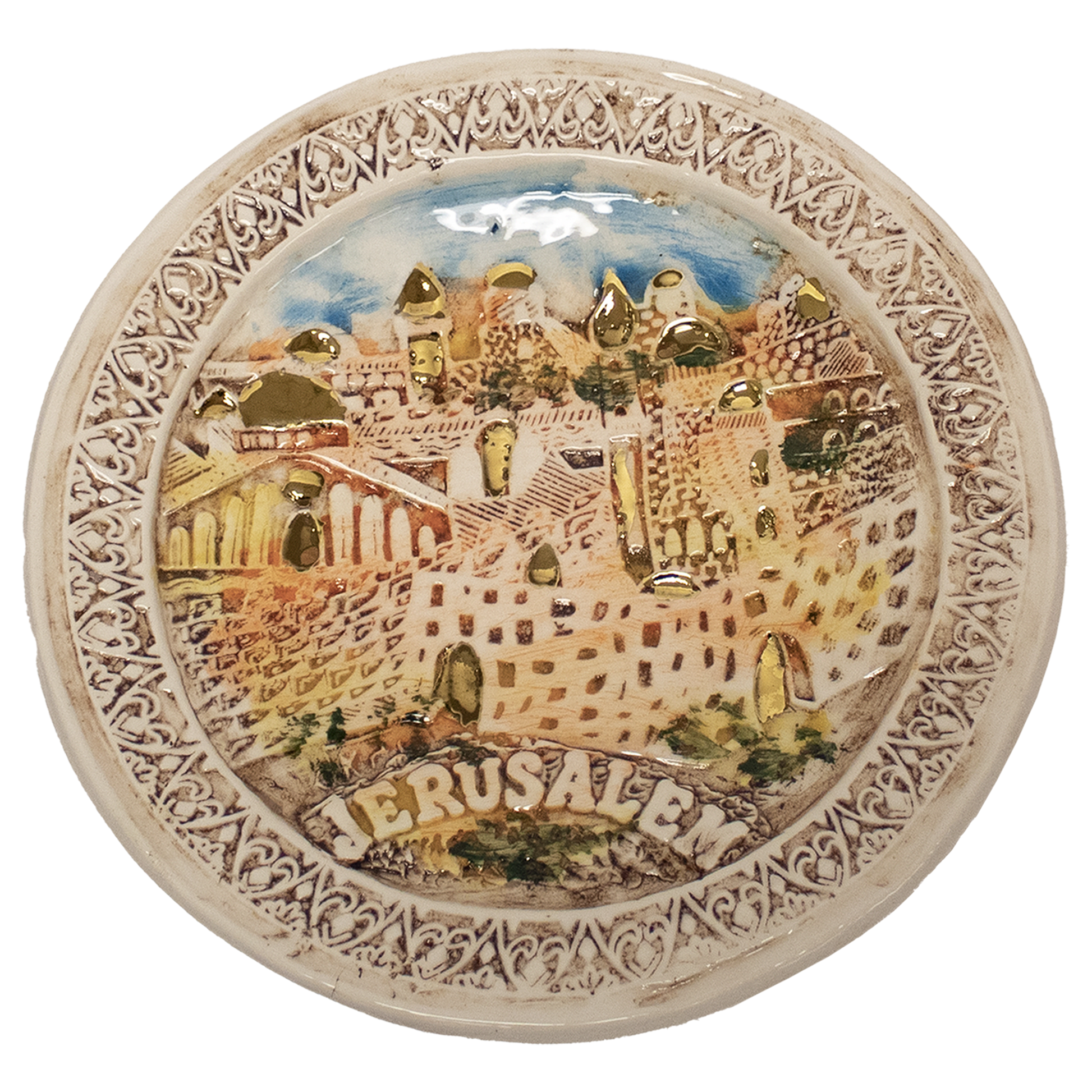 Hand Painted made in Israel Decorative Ceramic Plate Medium