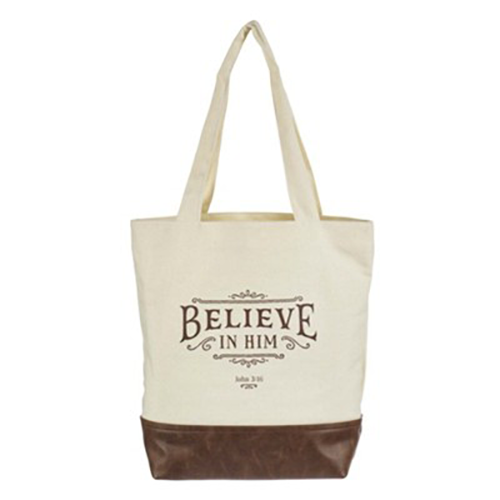 Believe in Him Canvas Tote