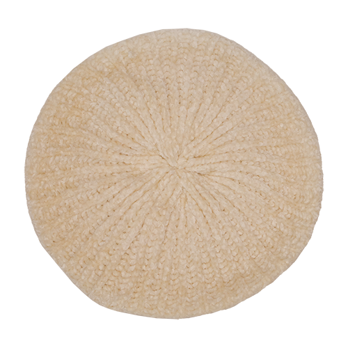 Knitted Chenille Beret - Cream