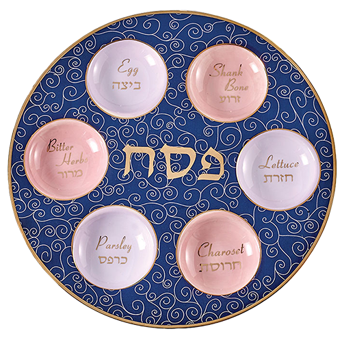 Passover Set - Blue with Gold Accents