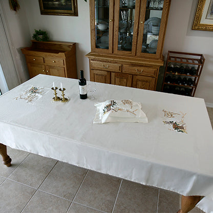 Shabbat Tablecloth and Challah Cover Set (Medium - Cream)