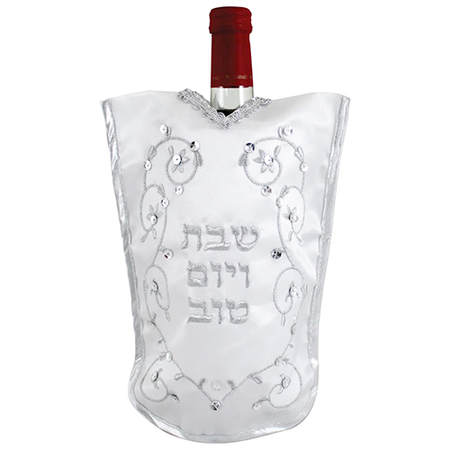 Shabbat Wine Bottle Cover - Leaves