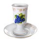 Porcelain Kiddush Cup with Plate- Grape Design