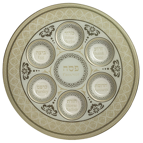 Glass Passover Plate - Off White