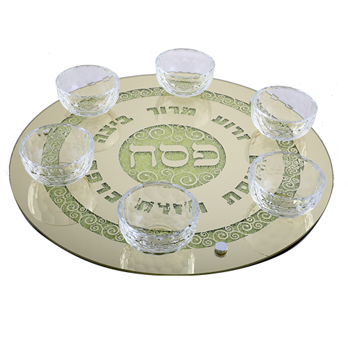 Glass Passover Plate-Gold