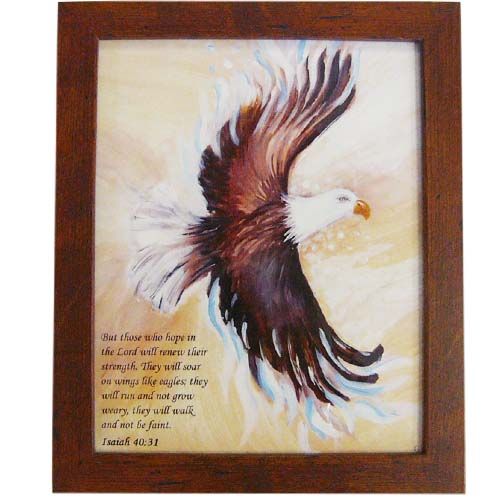 Isaiah 40:31 Eagle (Medium) Print By Gitit - Honey Frame