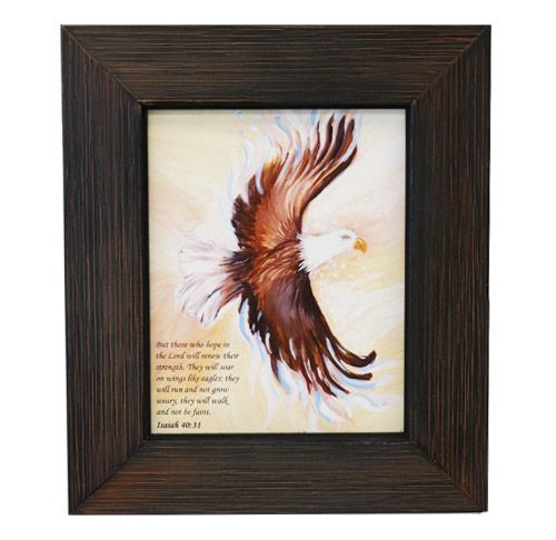 Isaiah 40:31 Eagle (Medium) Print By Gitit - Black/Brown Frame