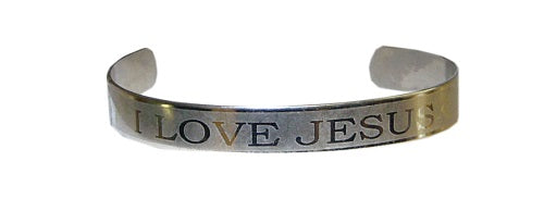 I Love Jesus Metal Cuff Bracelet