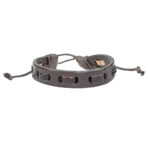 Leather Woven Bracelet - Brown