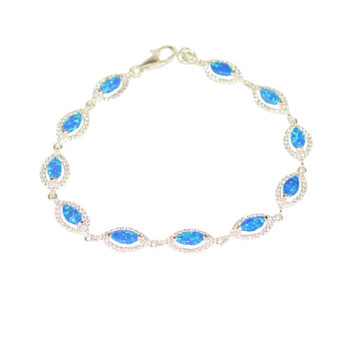 Opal & Crystal Marquise Bracelet - Bright Blue