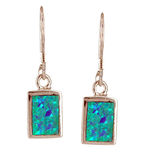 Opal Rectangle Dangle Earrings
