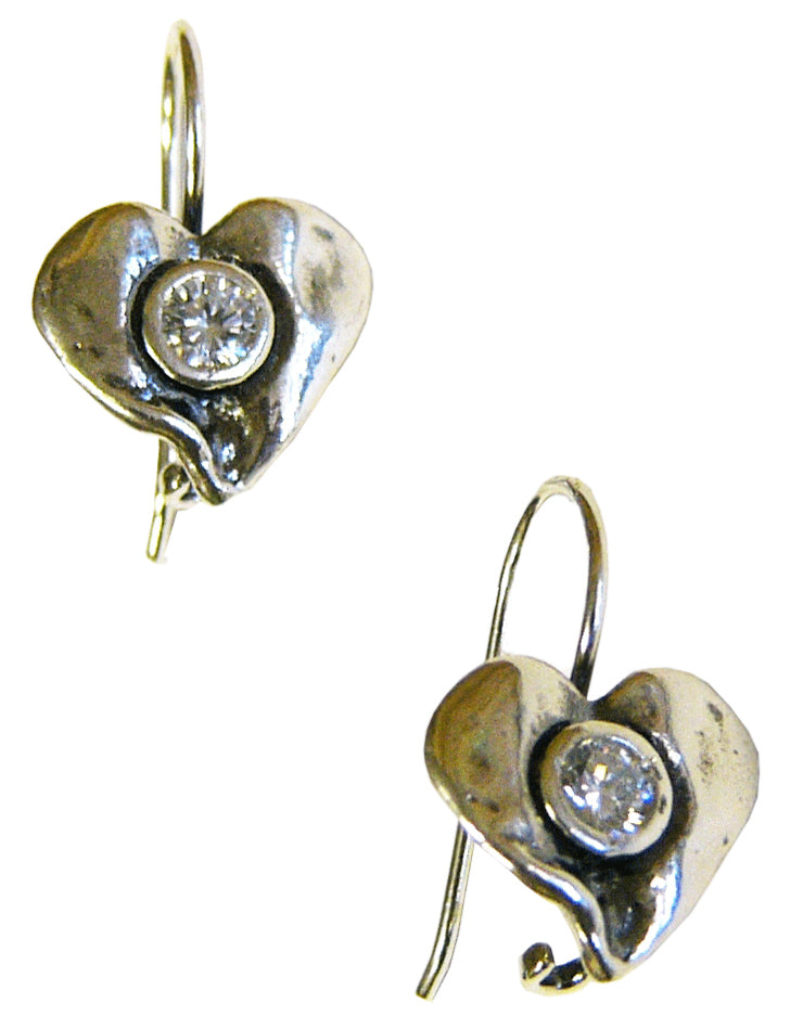Heart With Clear Crystal Earrings