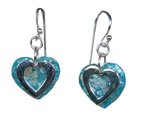 Roman Glass Double Heart Earrings