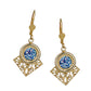Roman Glass & Gold Filigree Dangle Earrings