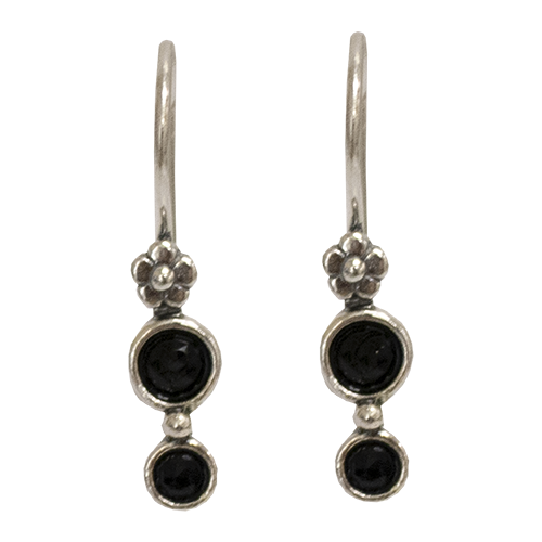 Onyx Two Stone Drop Earrings