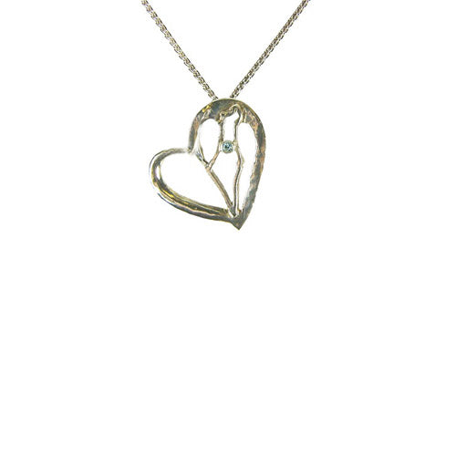 Heart Necklace with Light Blue Crystal