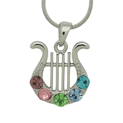 Harp Necklace with Colored Stones