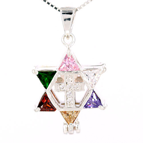 Star of David - Twelve Tribes w/Cross Double Sided Necklace