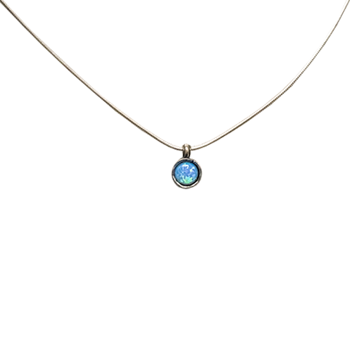 Opal Round Necklace - Snake Chain