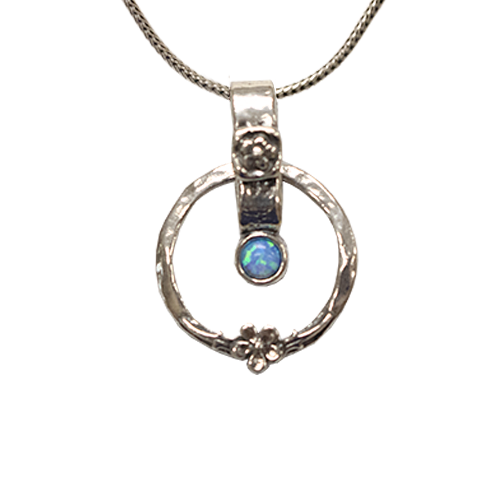 Opal & Silver Circle Necklace