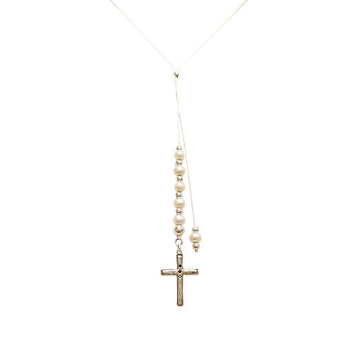 Cross & Pearl Adjustable Y Necklace