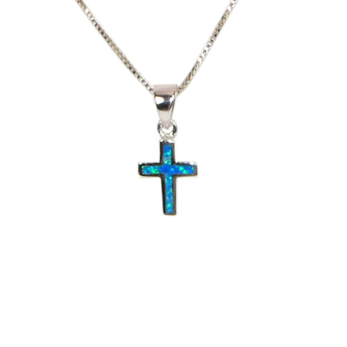 Cross, Sterling Silver With Synthetic Opal (small)