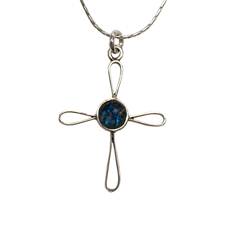 Roman Glass Cross Necklace by Michal Kirat