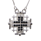 Jerusalem Cross Pull Apart Butterfly Necklace w/Black Onyx Stones