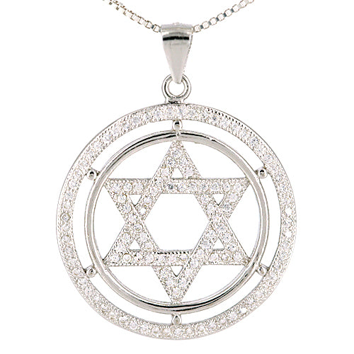 Star of David Sterling Silver Circle Necklace