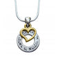 Shema with Heart Rhodium Necklace