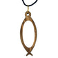 Olive Wood Ichthus (Fish) Necklace on Cord (Small)