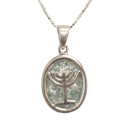 Roman Glass Menorah Necklace