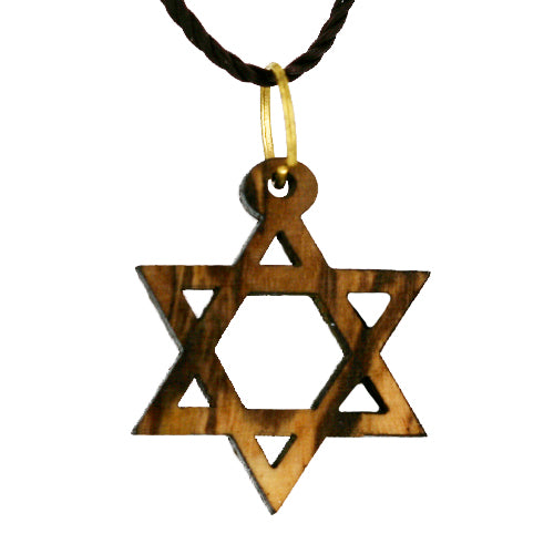 Olive Wood Star of David Necklace on Cord (Small)