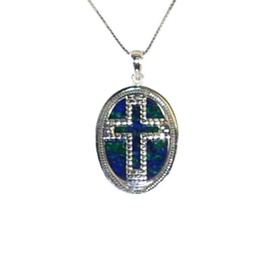 Eilat Stone Oval Cross Necklace (Reversible)