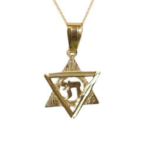Chai Star of David Necklace - 14k Gold