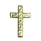 Gold Greek Key Design Cross Pendant