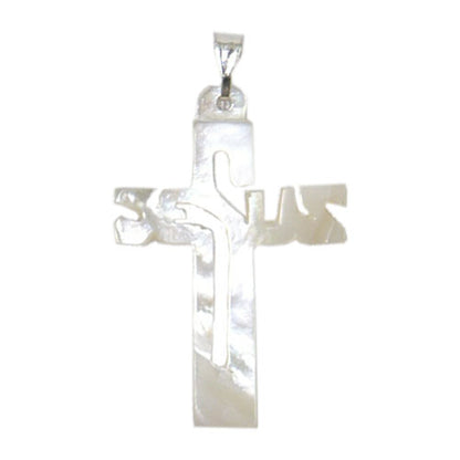 Mother of Pearl Jesus Cross Necklace