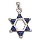 Sterling Silver Star of David Pendant with Dark Blue Crystals