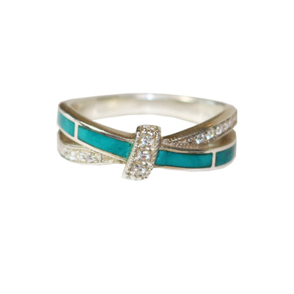 Eilat Stone Ring with Crystals - Size 8.5