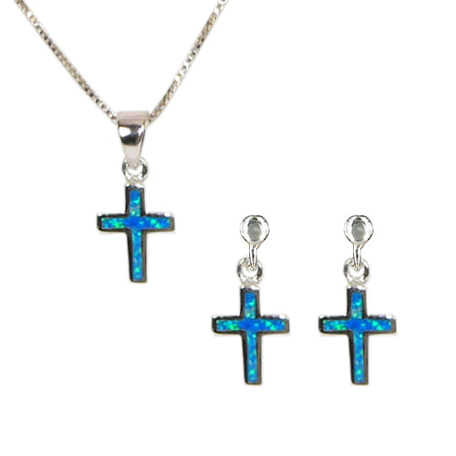 Cross Synthetic Opal Jewelry Set