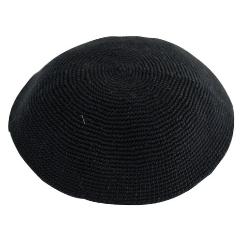 Black Knitted DMC Kippah - (13cm)