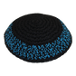 Black with Turquoise Knitted Kippah (16cm)